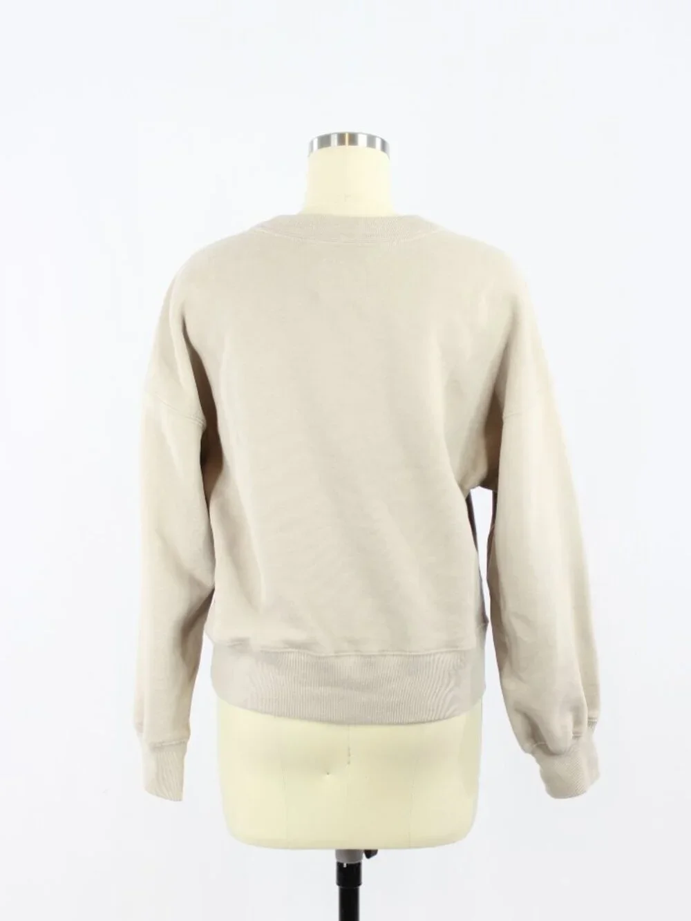 ABERCROMBIE & FITCH Taupe Cotton Fleece Embroidered Crew Sweatshirt, Size XS - Picture 5 of 14